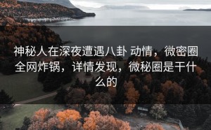 神秘人在深夜遭遇八卦 动情，微密圈全网炸锅，详情发现，微秘圈是干什么的
