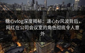 糖心vlog深度揭秘：溏心tv风波背后，网红在公司会议室的角色彻底令人意外