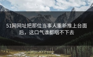 51网网址把那位当事人重新推上台面后，这口气谁都咽不下去