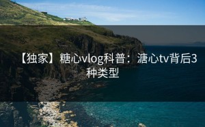【独家】糖心vlog科普：溏心tv背后3种类型