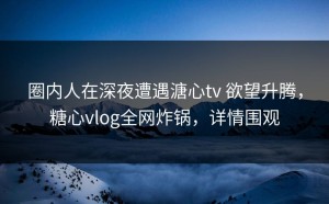 圈内人在深夜遭遇溏心tv 欲望升腾，糖心vlog全网炸锅，详情围观
