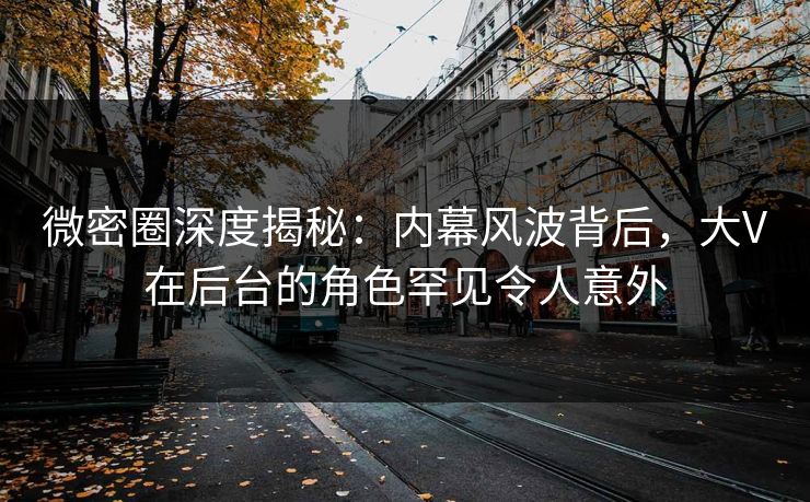 微密圈深度揭秘：内幕风波背后，大V在后台的角色罕见令人意外