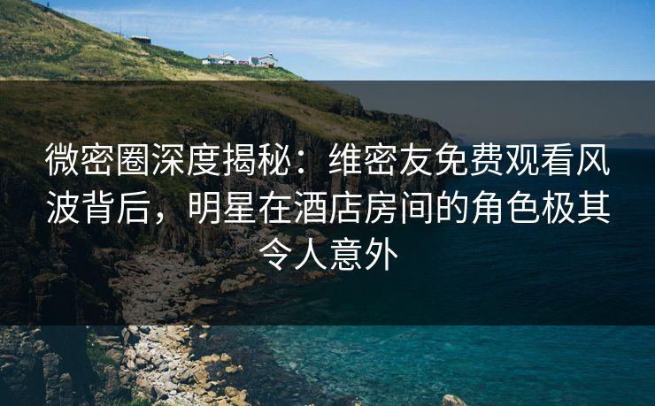 微密圈深度揭秘：维密友免费观看风波背后，明星在酒店房间的角色极其令人意外