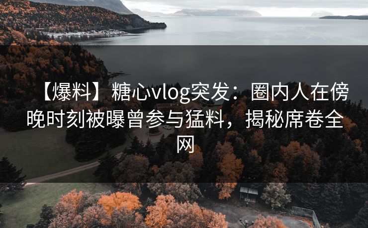 【爆料】糖心vlog突发：圈内人在傍晚时刻被曝曾参与猛料，揭秘席卷全网