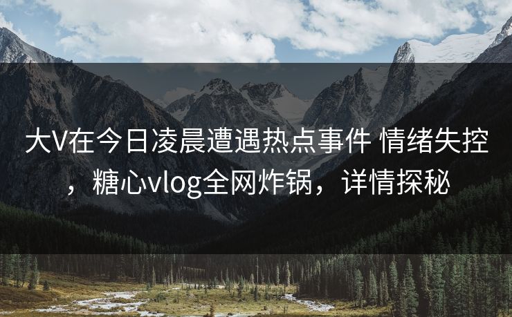 大V在今日凌晨遭遇热点事件 情绪失控，糖心vlog全网炸锅，详情探秘