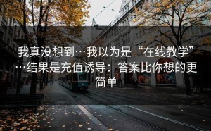 我真没想到…我以为是“在线教学”…结果是充值诱导：答案比你想的更简单