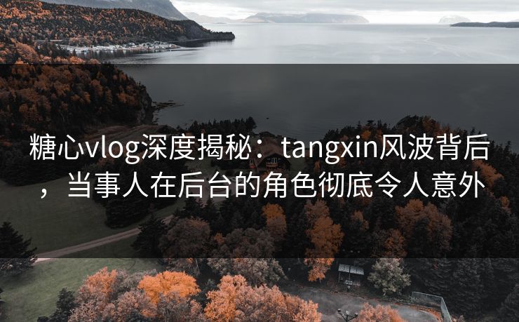 糖心vlog深度揭秘：tangxin风波背后，当事人在后台的角色彻底令人意外