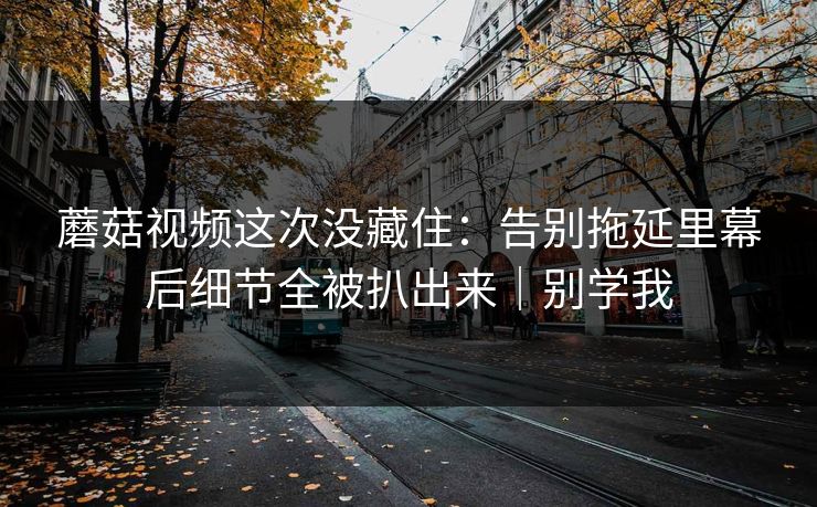 蘑菇视频这次没藏住：告别拖延里幕后细节全被扒出来｜别学我
